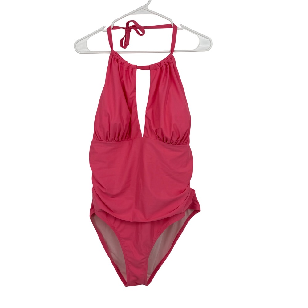 Cupshe Pink Mercury Retrograde Halter One Piece Swimsuit Ruched Keyhole Neck 2XL